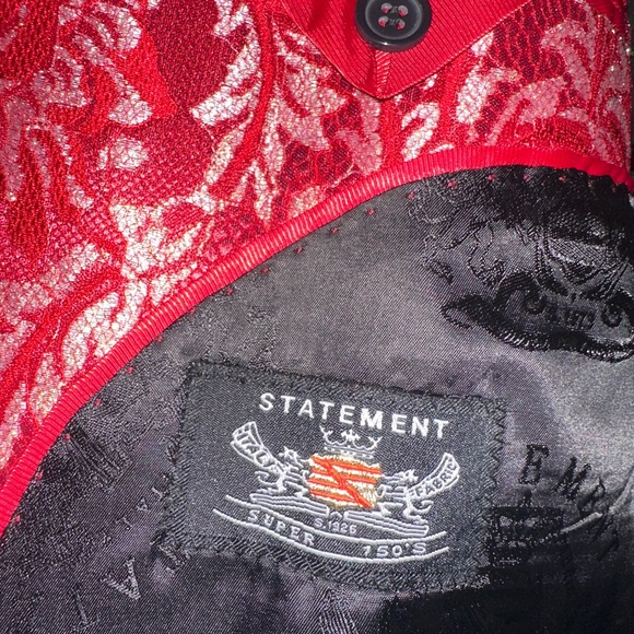 Statements Italy “Confidence Collection “ Red & Gold Brocade Tuxedo Jacket 56L - Picture 8 of 13
